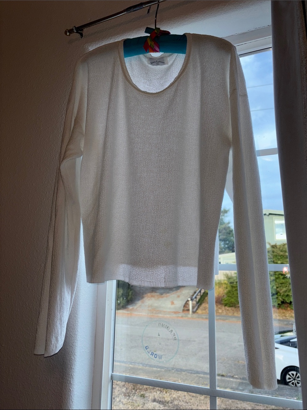 Lightweight White Scoop Neck Sweater - Women